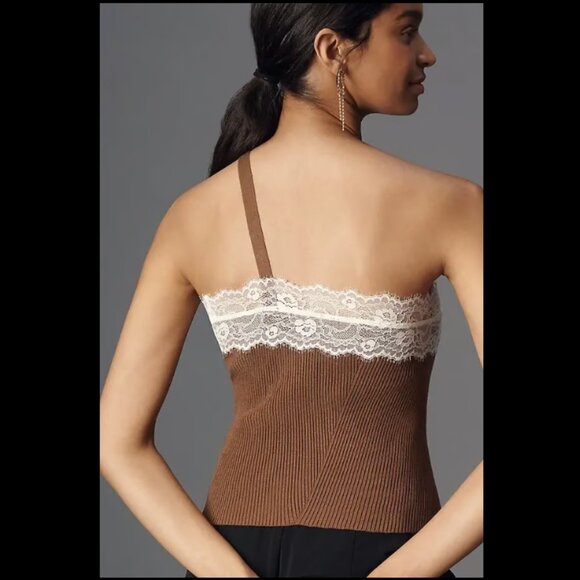 Brand New by Anthropologie Asymmetrical Lace Sweater Tank Top - Picture 2 of 5